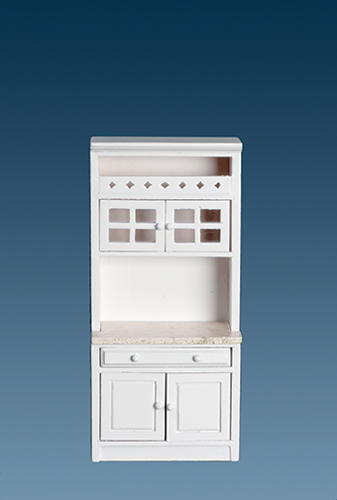 Cabinet with Shelves, White, Marble